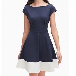 Kate Spade Blue and White Ruffled Tiered Mini Dress